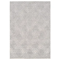 Attractive (D534) Cleo White & Grey Diamond Design Area Rug, 8 10