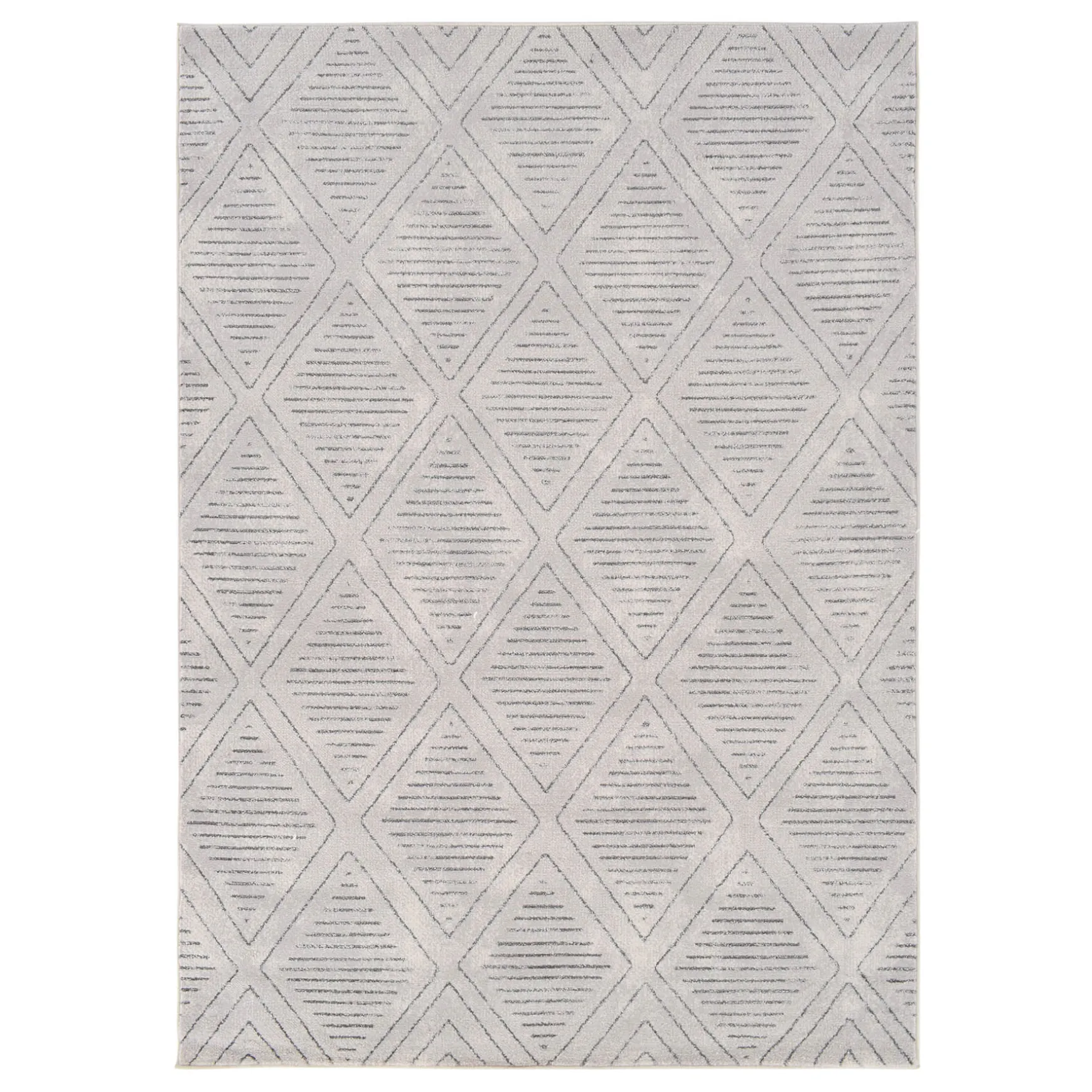 Attractive (D534) Cleo White & Grey Diamond Design Area Rug, 8 10
