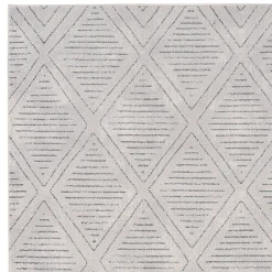 Attractive (D534) Cleo White & Grey Diamond Design Area Rug, 8 10