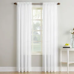 Attractive Erica White Crushed Voile Rod Pocket Sheer Curtain Panel, 95