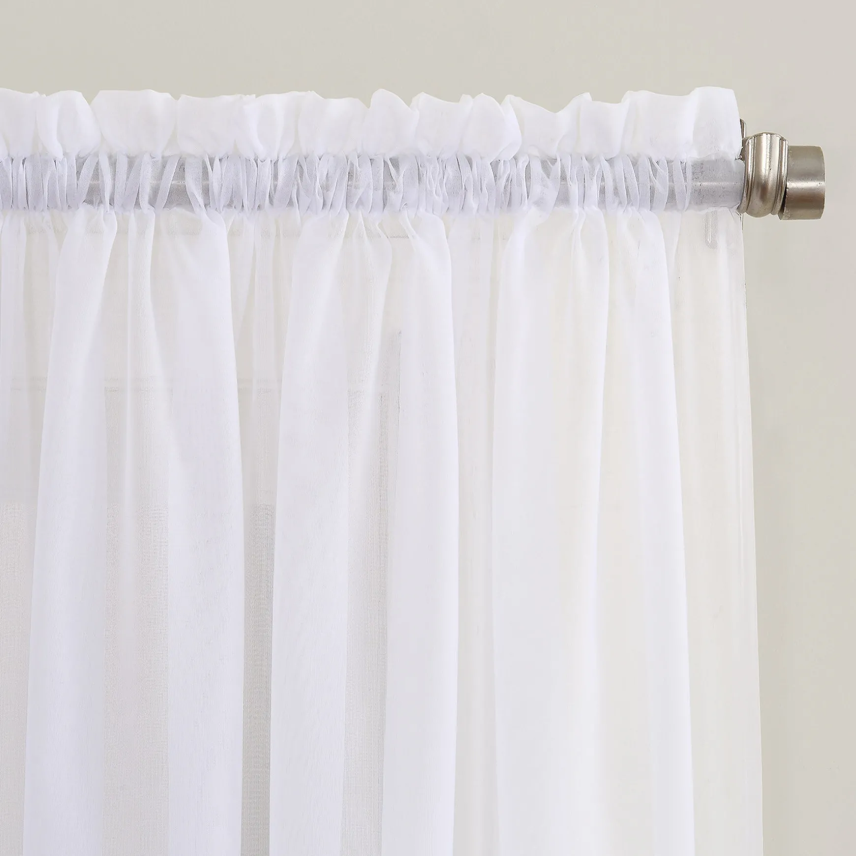 Attractive Erica White Crushed Voile Rod Pocket Sheer Curtain Panel, 95