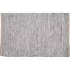 Attractive Metallic Grey & Silver Handwoven Faux Leather Accent Rug, 20 34