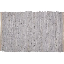 Attractive Metallic Grey & Silver Handwoven Faux Leather Accent Rug, 20 34