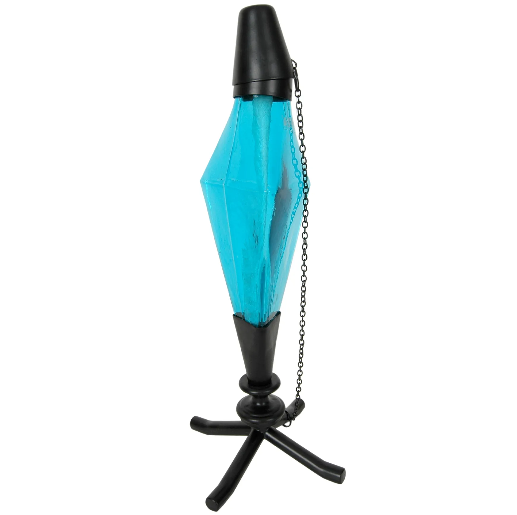 Attractive Tabletop Torch 12In. Triangle Glass Turquoise