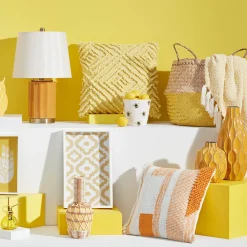 Attractive Tracey Boyd Yellow Acid Wash Throw Pillow, 18