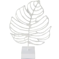 Attractive White Faux Wood Palm Leaf Figurine, 16
