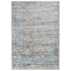 Bargain Sale (B652) Genevieve Red & Blue Distress Look Area Rug, 5 8