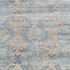 Bargain Sale (B652) Genevieve Red & Blue Distress Look Area Rug, 5 8