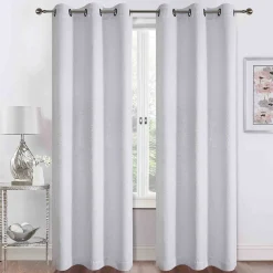 Bargain Sale Barnes White Textured Grommet Curtain Panel, 95