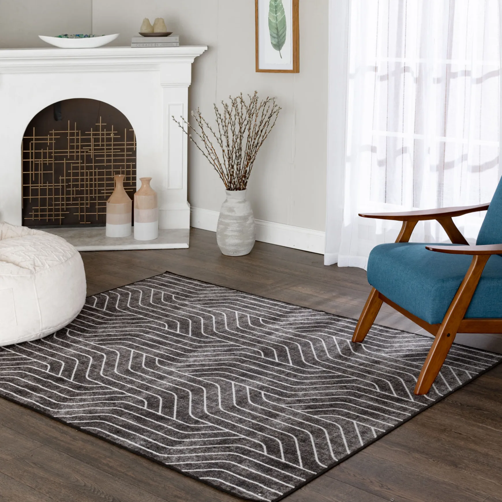 Bargain Sale (D563) Venus Black & Grey Area Rug, 7 10