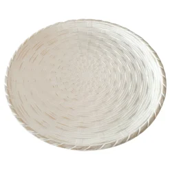 Bargain Sale Honeybloom White Woven Decorative Platter, 16