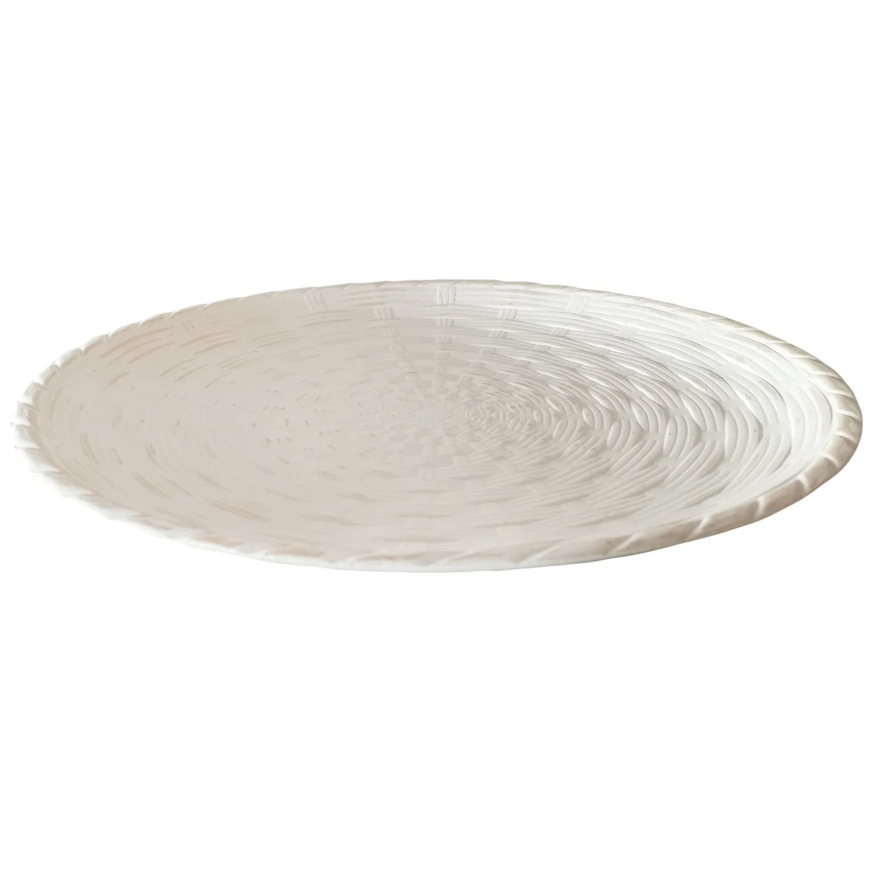 Bargain Sale Honeybloom White Woven Decorative Platter, 16