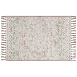 Bargain Sale Rose Medallion Patterned Fringe Accent Rug, 2 3