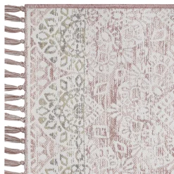 Bargain Sale Rose Medallion Patterned Fringe Accent Rug, 2 3