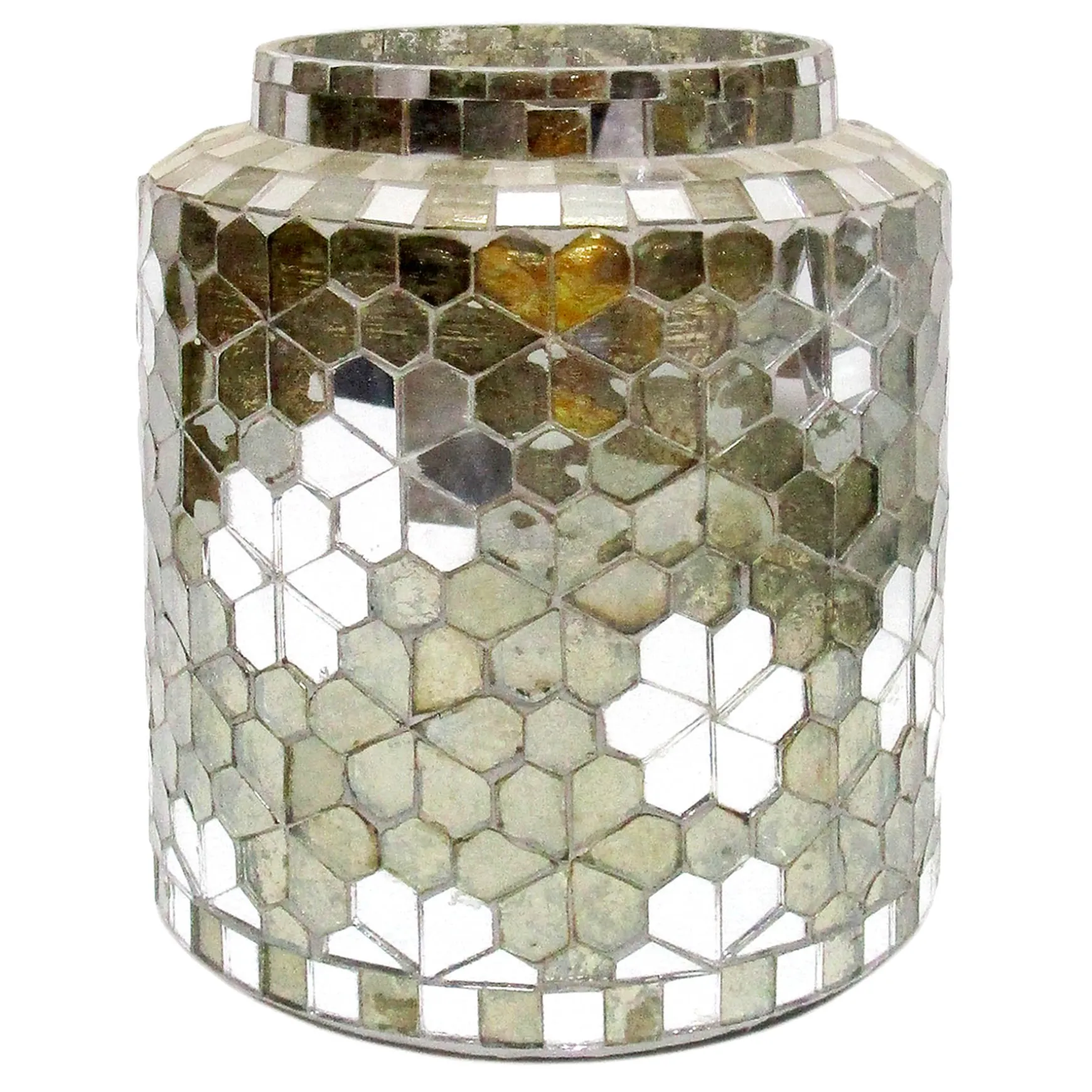 Bargain Sale Silver Mosaic Glass Vase, 6.5