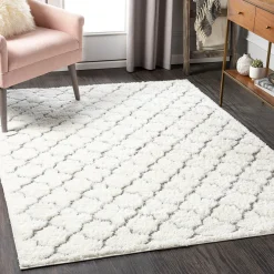 Best Sellers (B746) Elenor Ivory Geometric Area Rug, 5 7