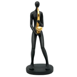 Best Sellers Matte Black & Gold Saxophone Player, 12