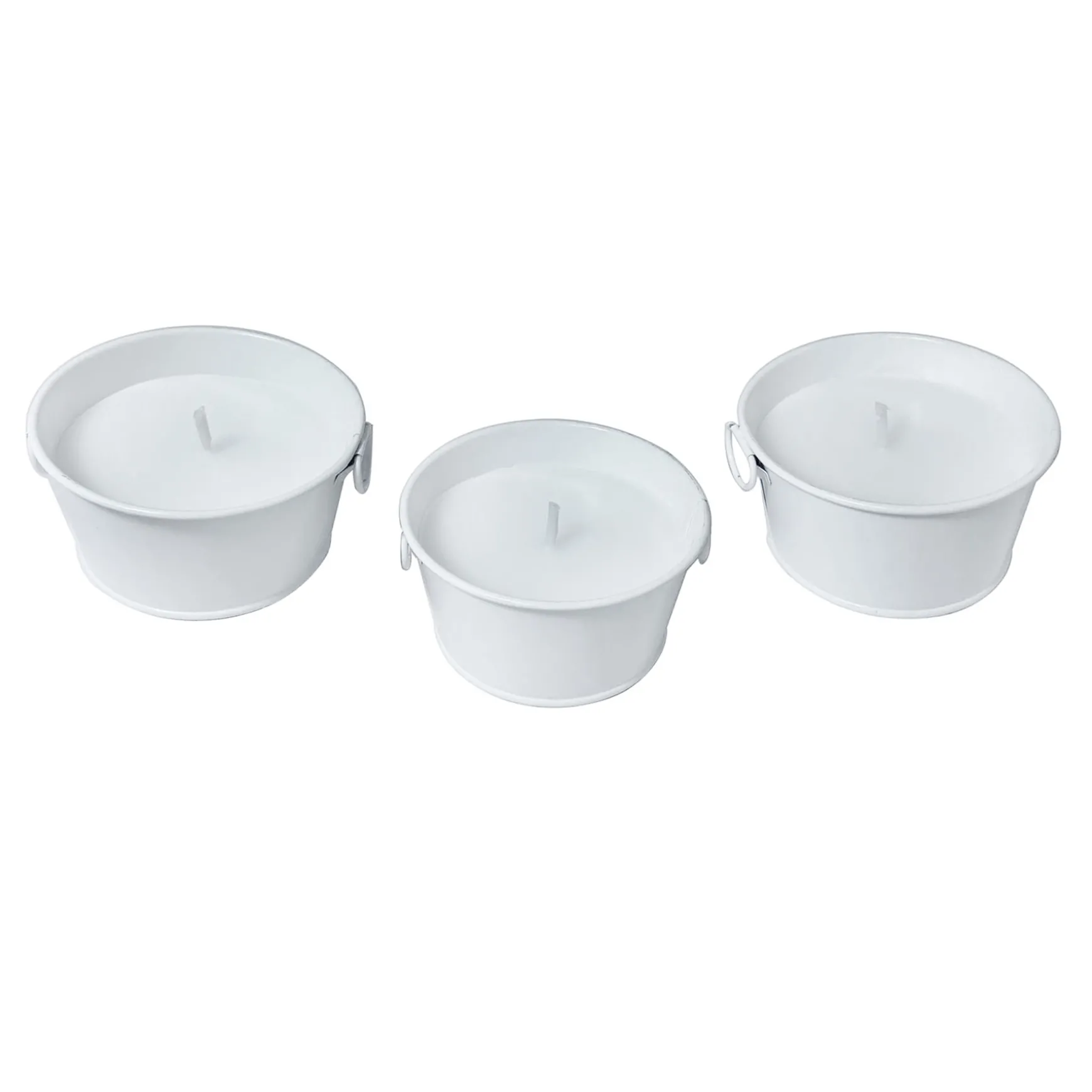 Best Sellers 3-Pack White Metal Bucket Citronella Candles, 3.5Oz