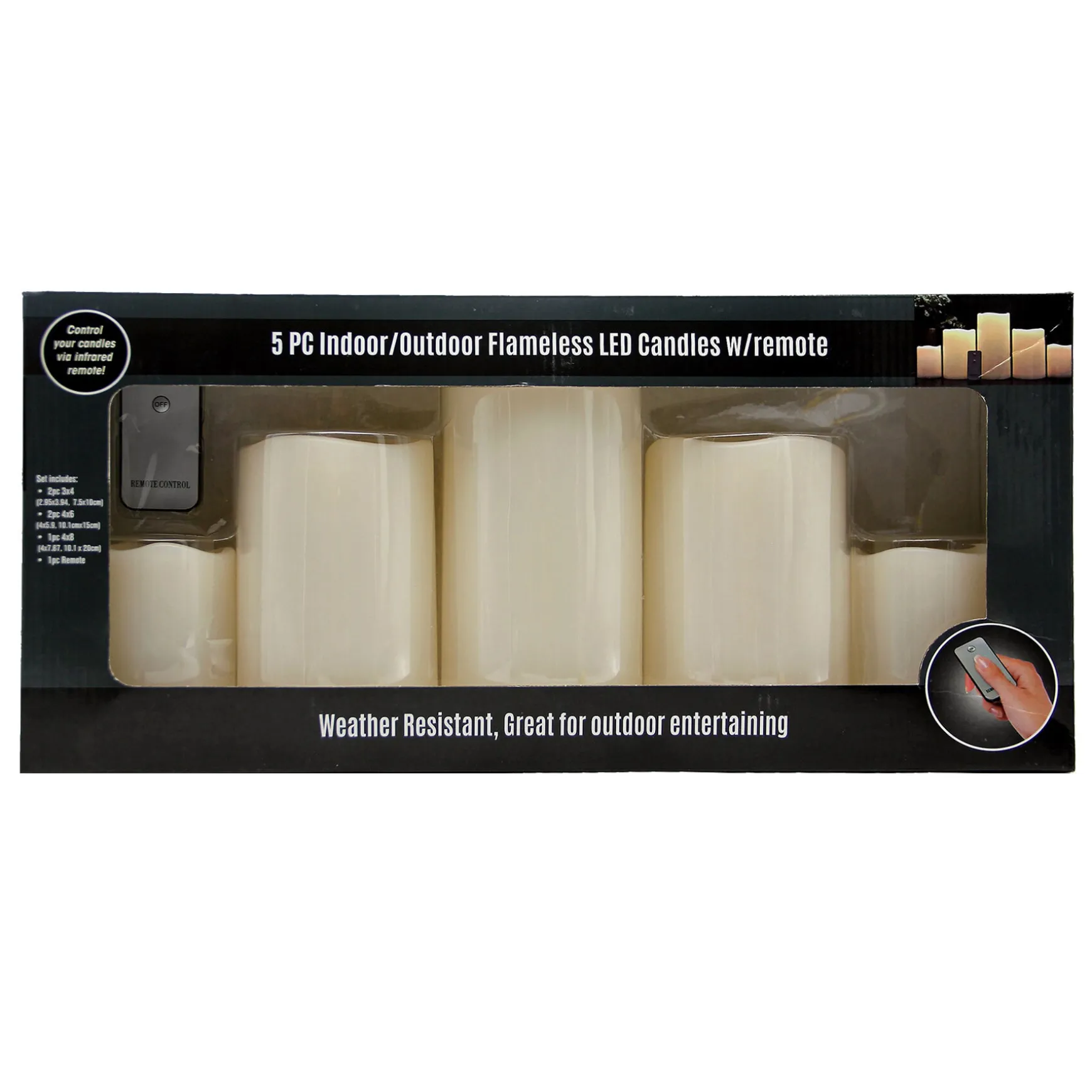 Best Sellers Set Of 5 3X4 4X6 4X8 Led Plastic Candles Ivory