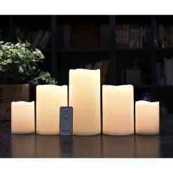 Best Sellers Set Of 5 3X4 4X6 4X8 Led Plastic Candles Ivory