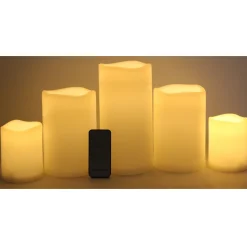 Best Sellers Set Of 5 3X4 4X6 4X8 Led Plastic Candles Ivory