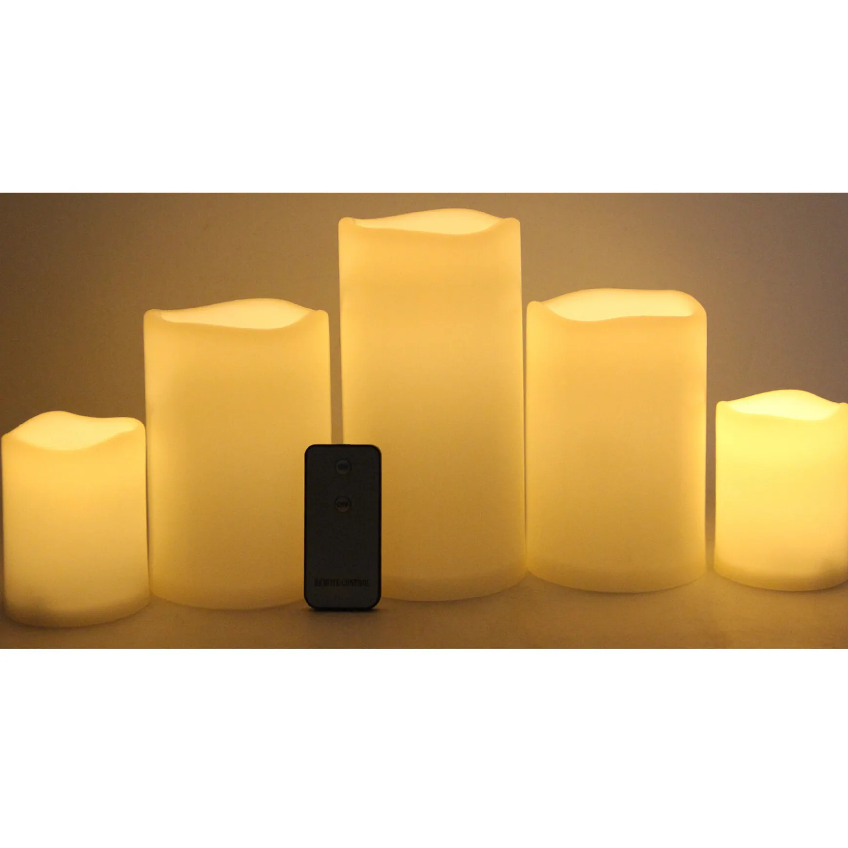 Best Sellers Set Of 5 3X4 4X6 4X8 Led Plastic Candles Ivory