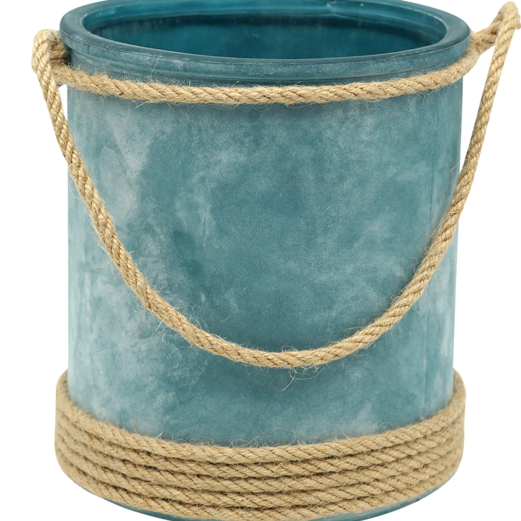 Cheap Online Blue Glass Cylinder With Jute Handle, 7