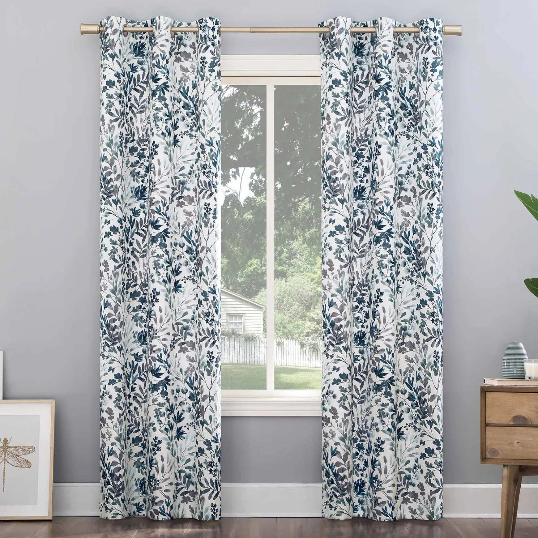 Cheap Online Joanna Blue Thermal Lined Blackout Grommet Curtain Panel, 84