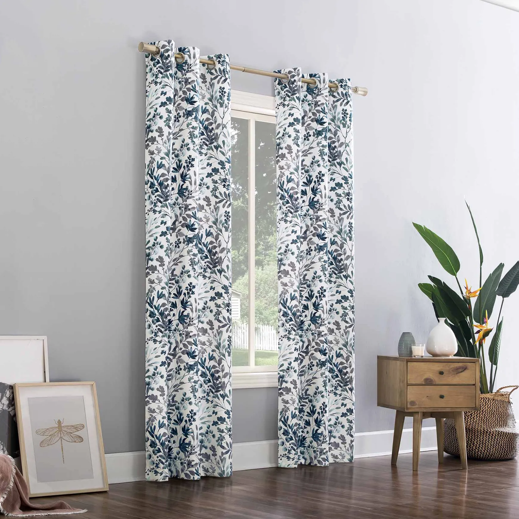 Cheap Online Joanna Blue Thermal Lined Blackout Grommet Curtain Panel, 84
