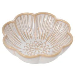Cheap Online White Ceramic Flower Trinket Bowl, 4 2