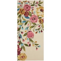 Clearance Sale (A467) Summerton Pink Floral Hooked Runner, 2 5