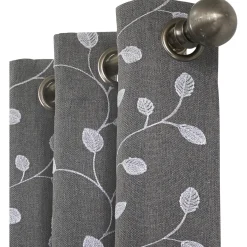 Clearance Sale Rockwell Grey Embroidered Blackout Grommet Curtain Panel, 84