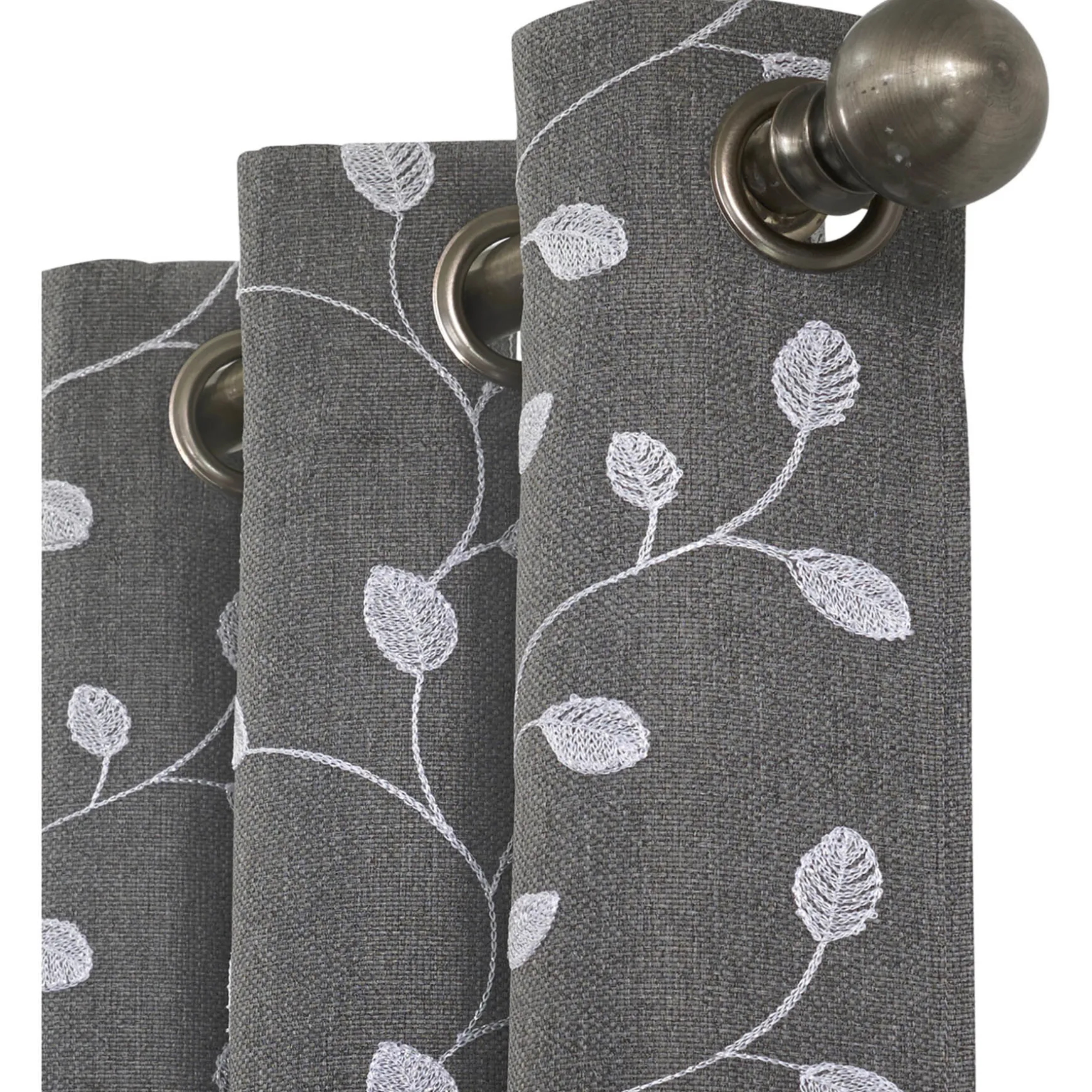 Clearance Sale Rockwell Grey Embroidered Blackout Grommet Curtain Panel, 84