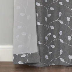 Clearance Sale Rockwell Grey Embroidered Blackout Grommet Curtain Panel, 84