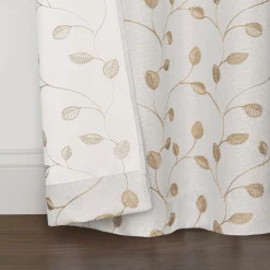 Clearance Sale Rockwell Light Tan Embroidered Blackout Grommet Curtain Panel, 84