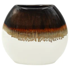 Clearance Sale White & Brown Reactive Ceramic Vase, 7