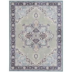 Closeout Sale (D562) Venus Blue Multi-Colored Medallion Area Rug, 4 6