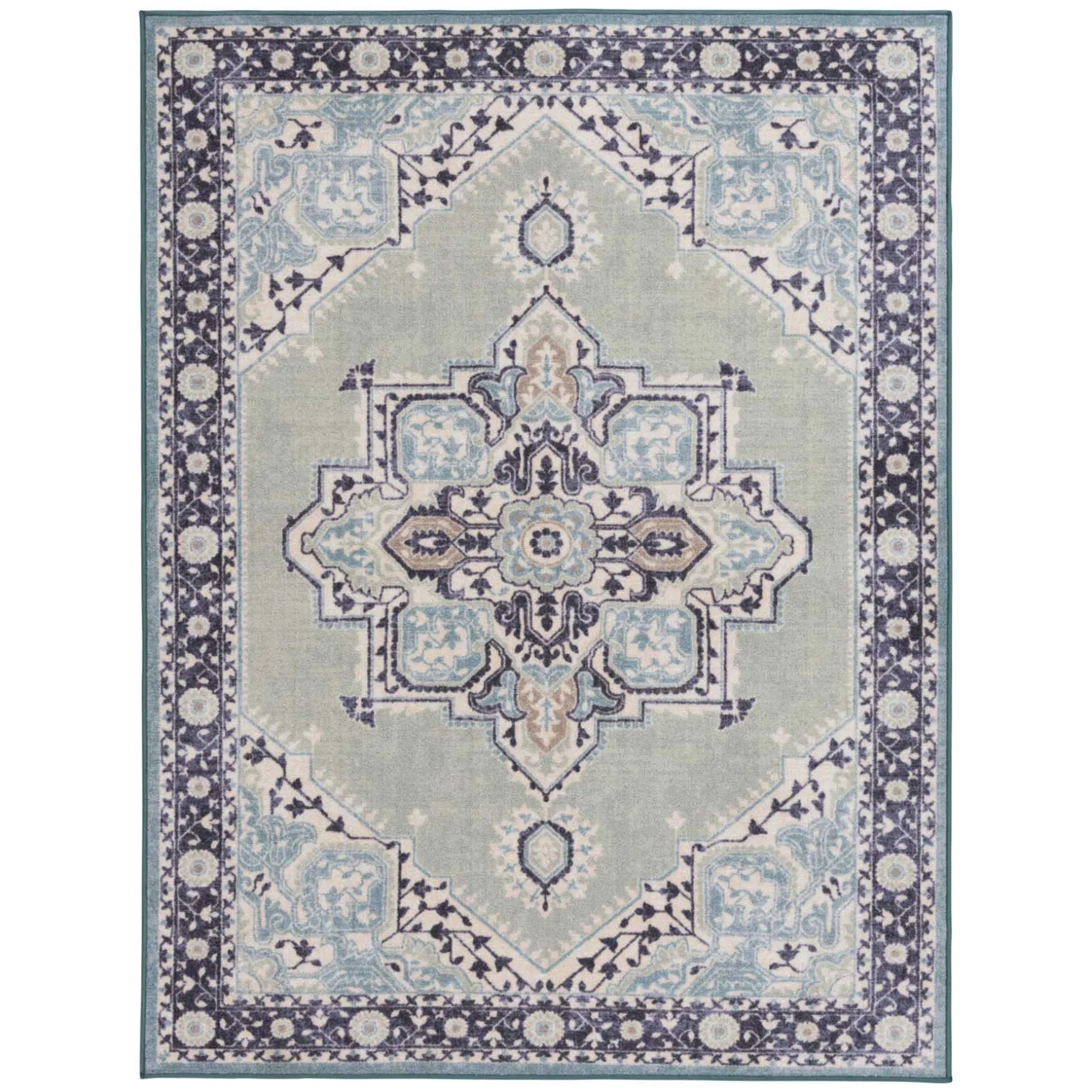 Closeout Sale (D562) Venus Blue Multi-Colored Medallion Area Rug, 4 6