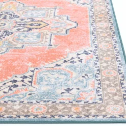 Closeout Sale (D561) Venus Pink Multi-Colored Medallion Accent Rug, 2 4