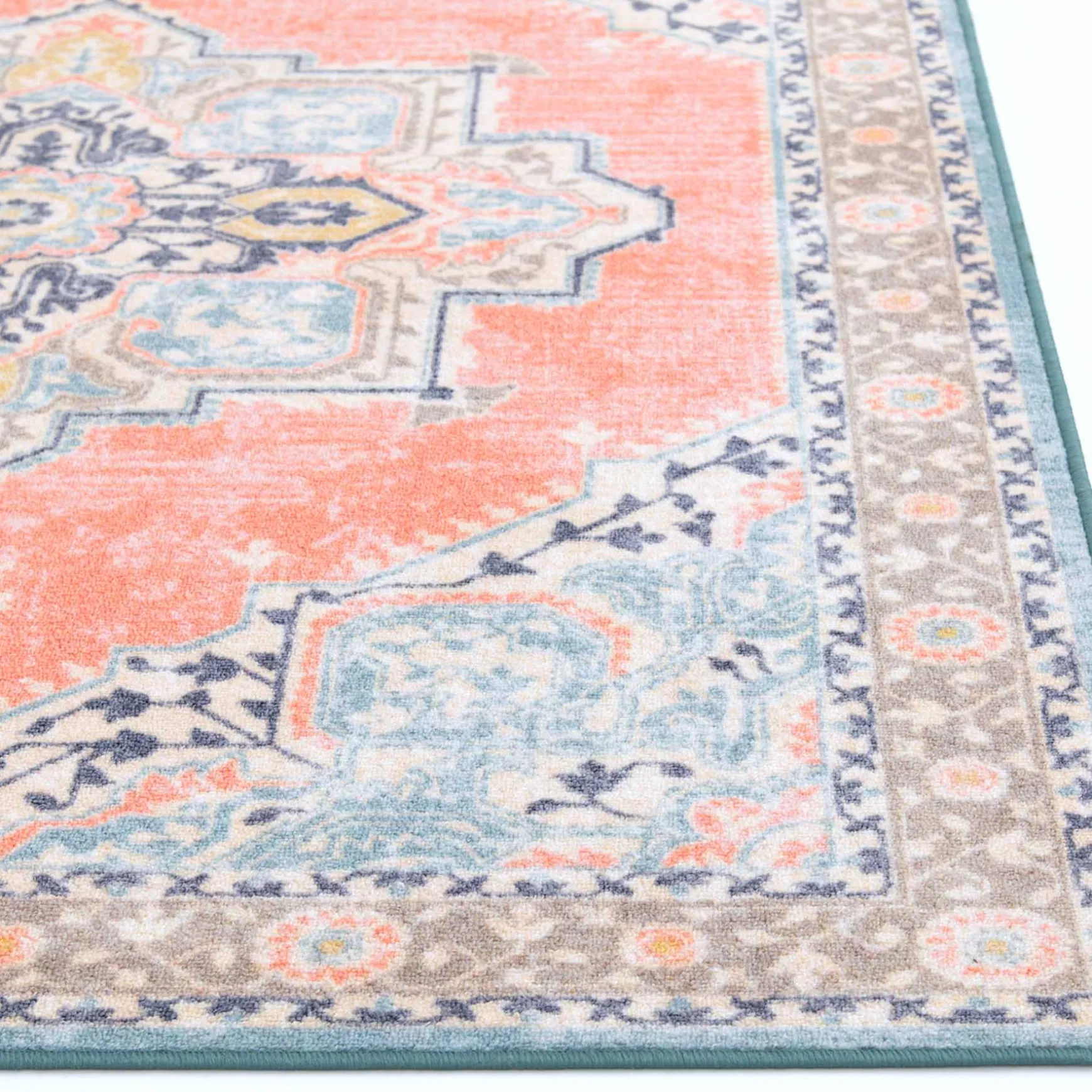 Closeout Sale (D561) Venus Pink Multi-Colored Medallion Accent Rug, 2 4