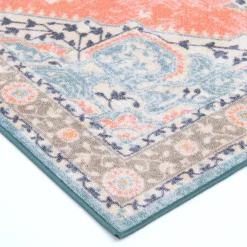 Closeout Sale (D561) Venus Pink Multi-Colored Medallion Accent Rug, 2 4