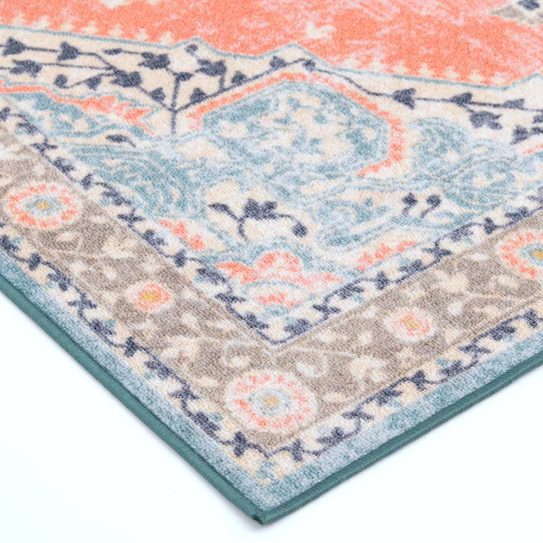 Closeout Sale (D561) Venus Pink Multi-Colored Medallion Accent Rug, 2 4