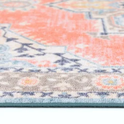 Closeout Sale (D561) Venus Pink Multi-Colored Medallion Accent Rug, 2 4