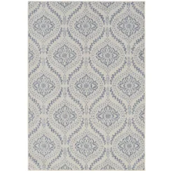 Closeout Sale (E304) Blue & Ivory Quatrefoil Sisal Indoor & Outdoor Area Rug, 5 7