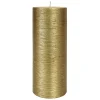 Closeout Sale Gold Glittered Unscented Pillar Candle, 8