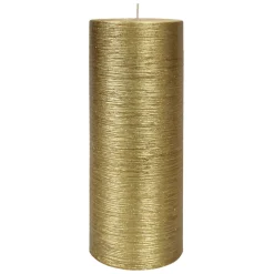 Closeout Sale Gold Glittered Unscented Pillar Candle, 8