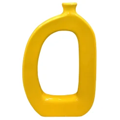 Closeout Sale Riley Yellow Open Ceramic Vase, 11