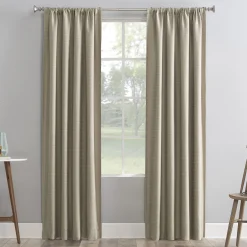 Closeout Sale Sun Zero Soraya Dune Thermal Lined Rod Pocket Blackout Curtain Panel, 84
