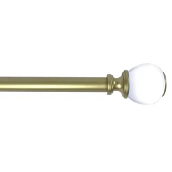 Closeout Sale Turner Clear Ball 36 -72 Adjustable 1/2 Diameter Curtain Rod, Brass Finish