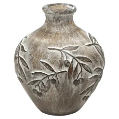 Discount Sale Carved Brown Leaf Vase, 7